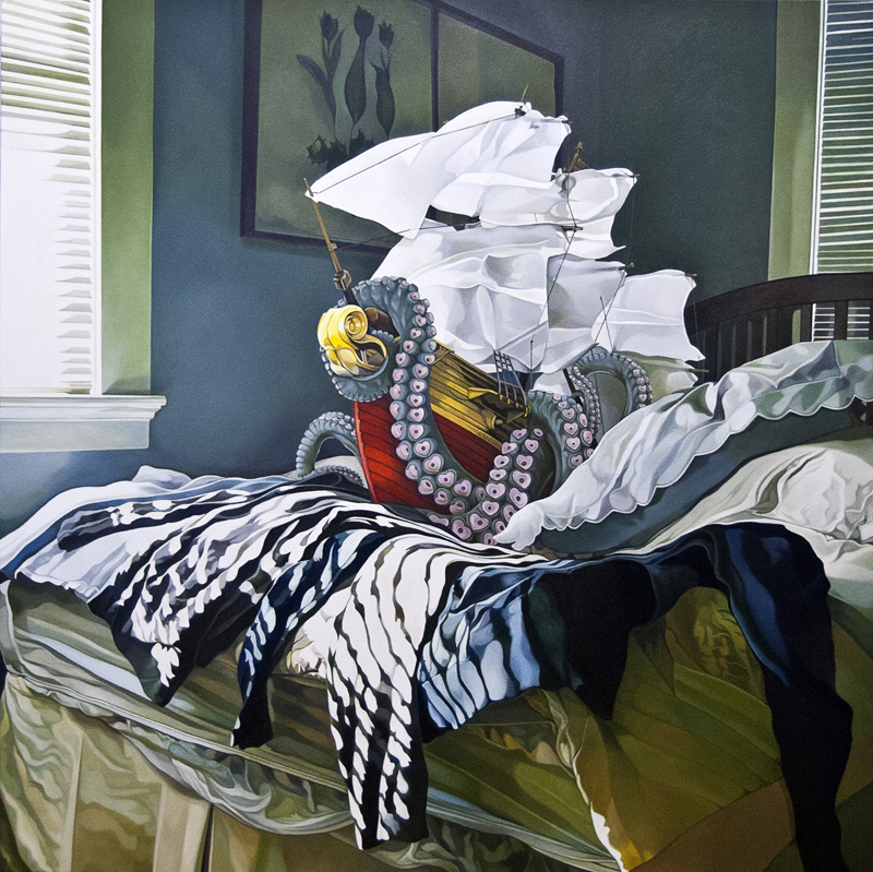 Toss and Turn, Oil and Acrylic, 36 x 36, Jolene Lai, 2016